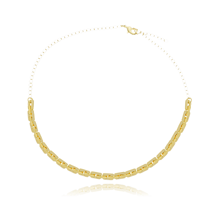 CHOKER ELOS RETANGULARES B. OURO 18K