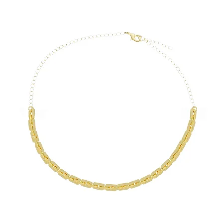 CHOKER ELOS RETANGULARES M B. OURO 18K