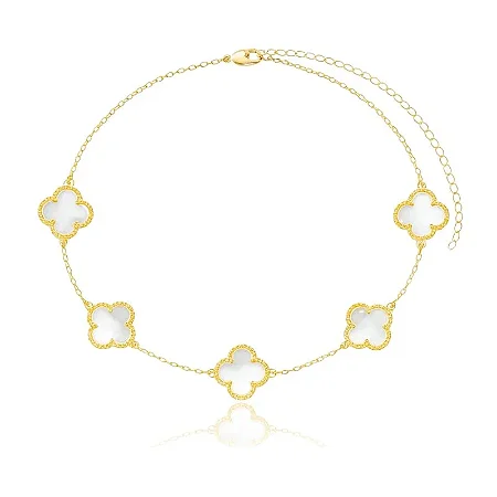 CHOKER TREVO CRISTAL 14MM B. OURO 18K