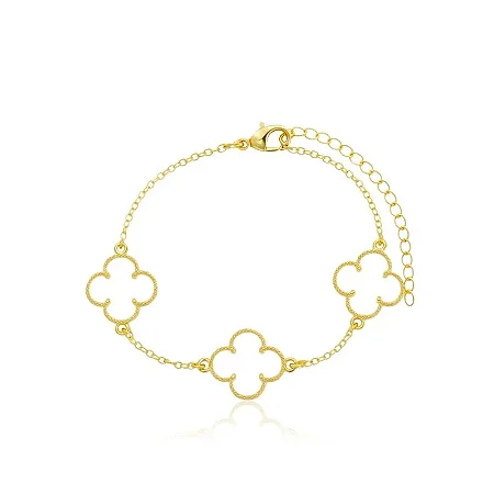 PULSEIRA TREVO CRISTAL 18MM B. OURO 18K