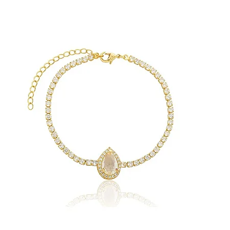 PULSEIRA IMPÉRIO CRISTAL ZIRCÔNIA B. OURO 18K