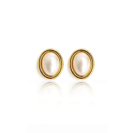 BRINCO OVAL PEROLADO B. OURO 18K