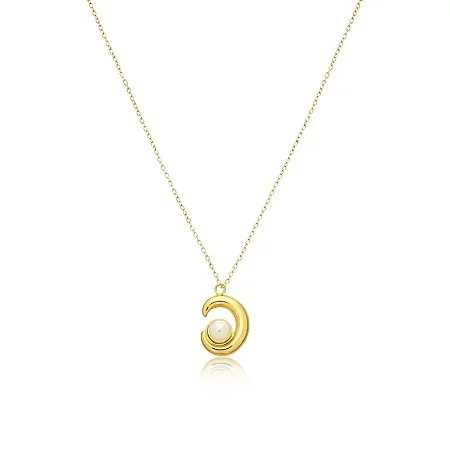 COLAR MEIA LUA PÉROLA B. OURO 18K