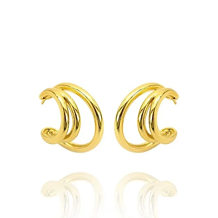 BRINCO ARGOLA FIOS TRIPLO LISO B. OURO 18K