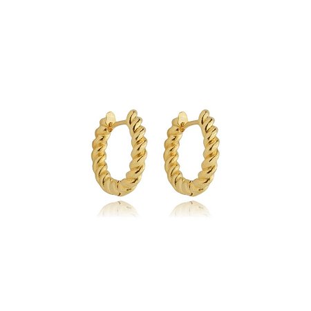 BRINCO ARGOLA ARTICULADA TORCIDA P B. OURO 18K