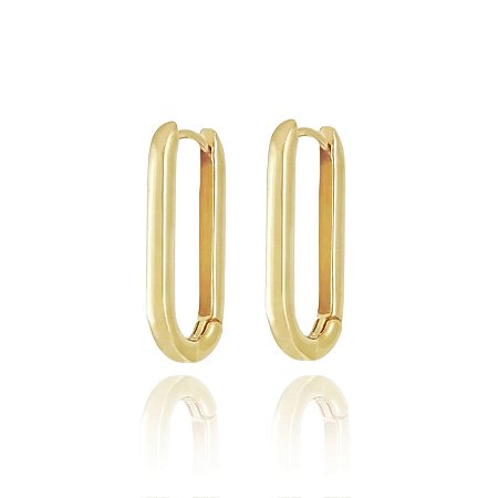 BRINCO ARGOLA ARTICULADA RETANGULAR LISA G B. OURO 18K