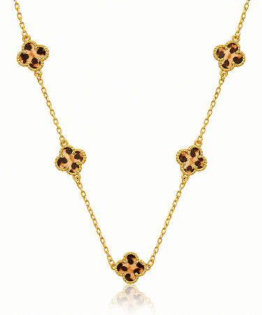 CHOKER TREVO ONÇA B. OURO 18K