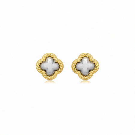 BRINCO TREVO BICOLOR B. OURO 18K