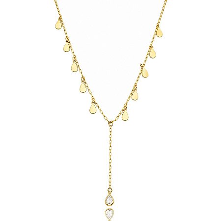 COLAR BOREAL MEDALHAS COM PONTO DE LUZ B. OURO 18K