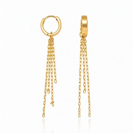 BRINCO ARGOLA ARTICULADA CASCATA B. OURO 18K