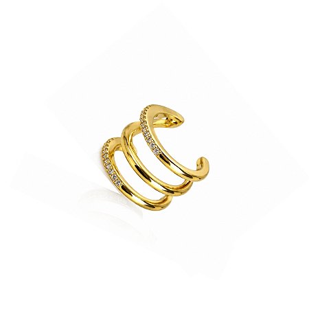 PIERCING FAKE FUSION CRAVEJADO ZIRCÔNIA B. OURO 18K