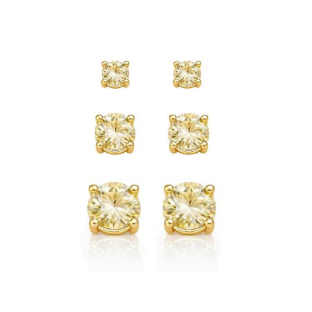 KIT BRINCO TRIO PONTO DE LUZ AMARELO B. OURO 18K