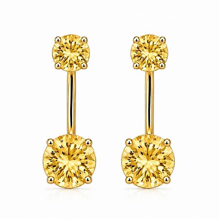BRINCO PONTO DE LUZ DOIS EM UM VIRGINIA AMARELO B. OURO 18K