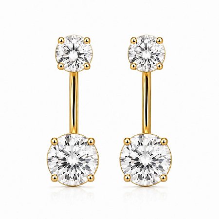 BRINCO PONTO DE LUZ DOIS EM UM VIRGINIA ZIRCÔNIA B. OURO 18K