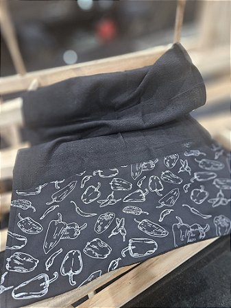 Pano de Copa Prato Barrado Preto Estampado