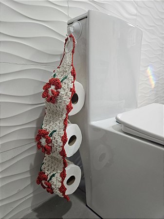 Porta Papel Higiênico Marli em Crochê com Enfeite