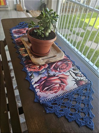 Caminho de Mesa croche Tear Flores Personalizável