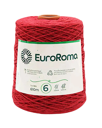 Barbante EuroRoma vermelho 4/6 – 610m | 600g
