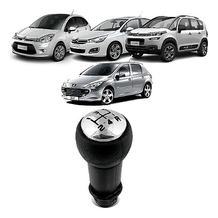Manopla de Cambio Citroen C3 2004 Até 2018 C4 2007 Até 2014 Aircross 2011 Até 2018 307 2002 Até 2012 Tampa Cromada