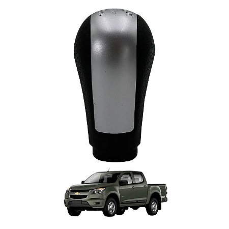 Manopla de Cambio S10 2012 Até 2018 Preto Tampa Prata