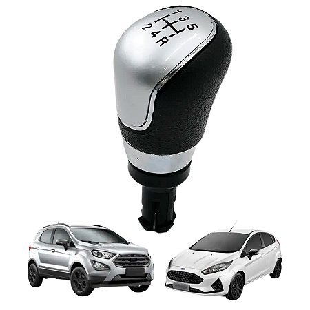 Manopla de Cambio New Fiesta Nacional Ecosport Novo Ka 2015 Até 2021 Preto Aro Cromado