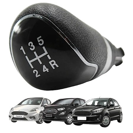 Manopla Cambio New Fiesta Nacional Ecosport Novo Ka 2015 Até 2021 Preto Aro Preto