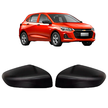 Par Capa Retrovisor Onix Plus 2020 Até 2022 Preto Com Furo Para Sensor