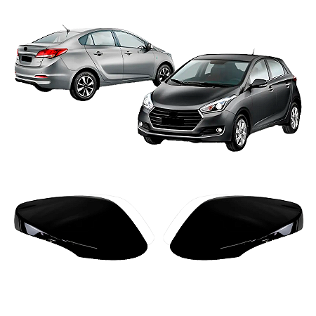 Par Capa Retrovisor HB20 2012 Até 2019 Black Piano C/Seta
