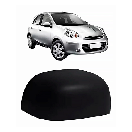 Capa Retrovisor March 2012 Até 2016 Versa 2011 Até 2015 Preto Sem Pisca