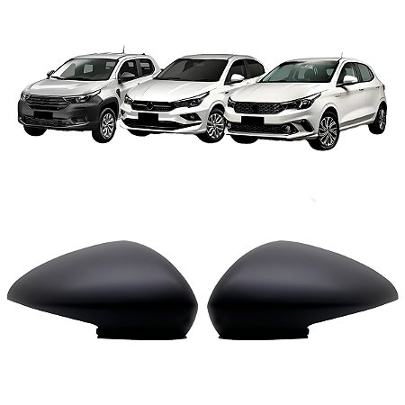 Par Capa Retrovisor Argo Cronos Strada 2020 Até 2024 Preto Fosco C/ Pisca