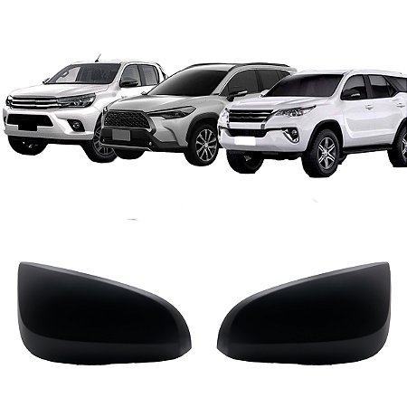 Par Capa Retrovisor Hilux 2016 Até 2021 Preto Fosco S/ Pisca