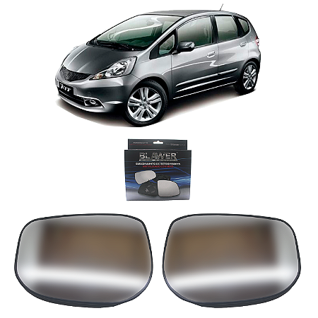 Par Lente Retrovisor New Fit 2009 Até 2014 Convexo Com Base