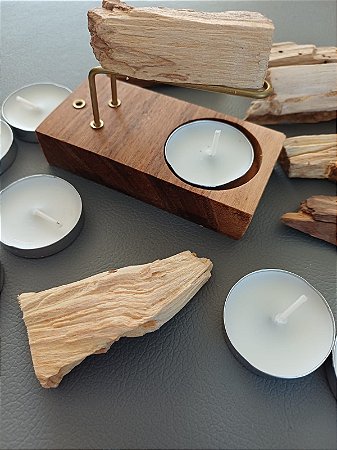 Kit Defumador Retângulo com velas e palo santo