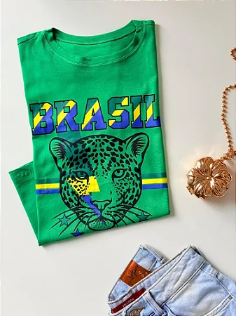T-Shirt Feminina Estampada Brasil