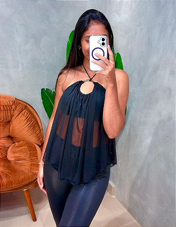 Blusa em Tule Frente Única com Argola Nayara Ref. 1861