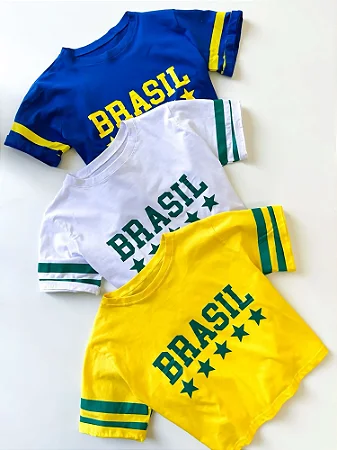 T-Shirt Cropped Estampada Brasil