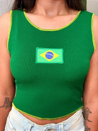 Cropped em Anarruga Regata Fru-Fru Brasil