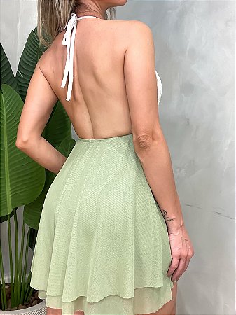 Macaquinho em Tule com Renda e Detalhe de Búzios Sabrina Ref. 1773