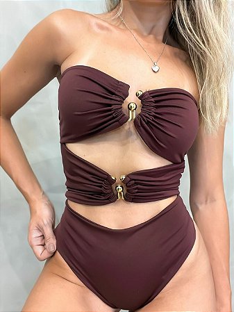 Body Feminino em Suplex Sem Alça com Recorte Duplo e Argolas Venus Ref. 1391