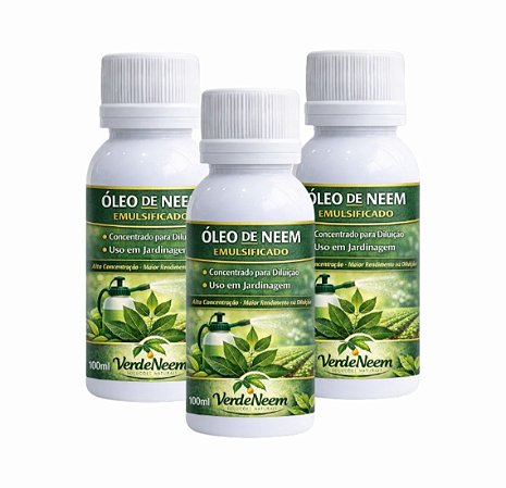 Kit 3 Óleo de Neem 100ml Concentrado Natural para Plantas Hortas Jardinagem