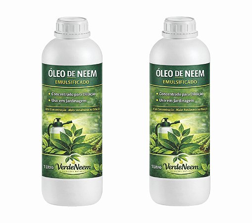 Kit 2 Óleo de Neem 1 Litro Concentrado Natural para Plantas Hortas Jardinagem e Patacões
