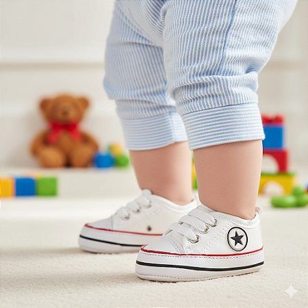 Tênis Bebê Mania Star Casual Conforto Branco Estiloso