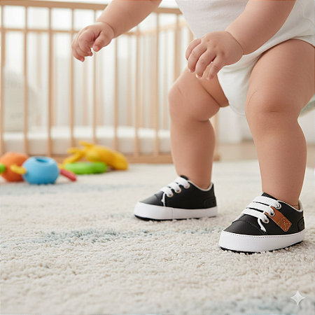 Tênis X Bebê Mania Casual Conforto Preto Estiloso