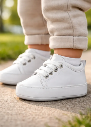 Tênis Bebê Mania Casual Conforto Branco Novidade