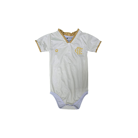 Body Bebê Flamengo Branco Oficial Torcida Baby Licenciado