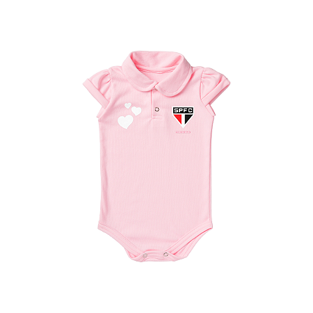 Body Polo São Paulo para Bebê Rosa Feminino Oficial Torcida Baby