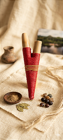 Kuripe Artesanal - Modelo Fogo Sagrado (Vermelho e Ouro)