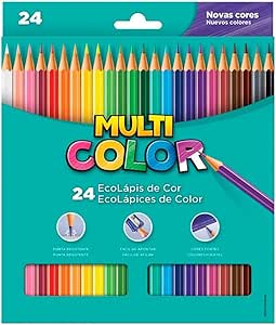 EcoLápis de Cor Sextavado, Multicolor, 24 Cores, Multicor