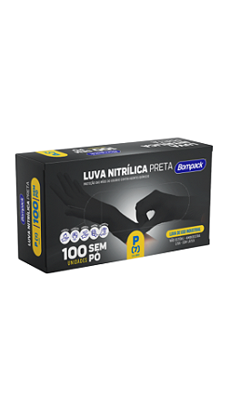 LUVAS NITRÍLICAS PRETA - Bompack - P/M/G/GG