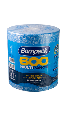 BOBINA MULTIUSO AZUL 300M - Bompack - 600 panos